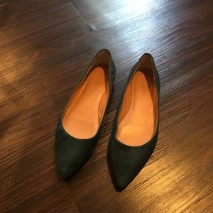 J Crew suede green flat shoes